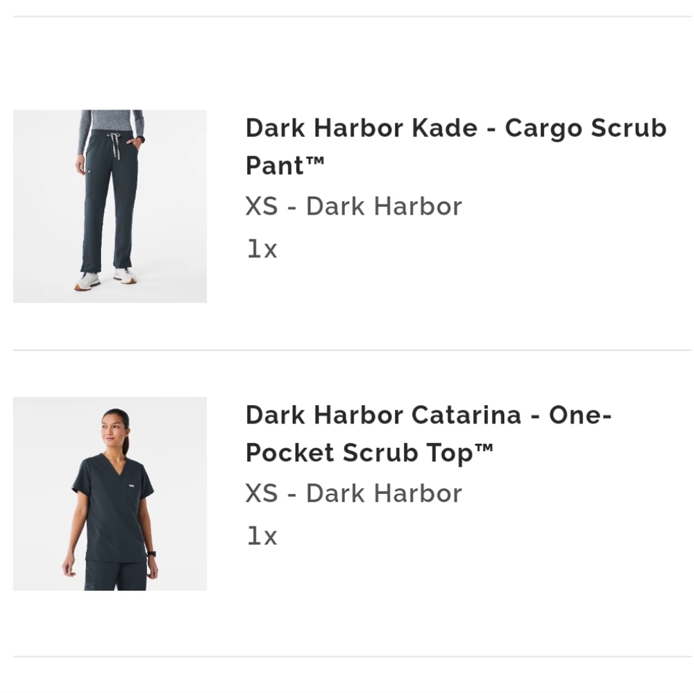 Figs Scrub set, catarina and kade cargo in dark harbour, xs